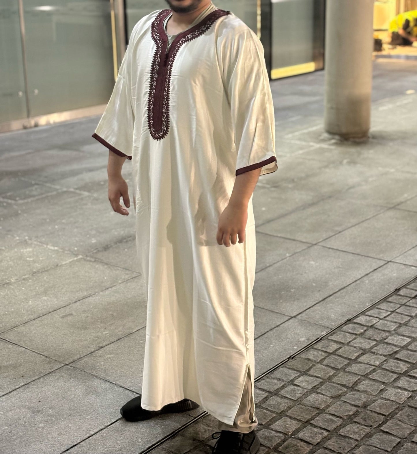 White with Maroon Embroidery