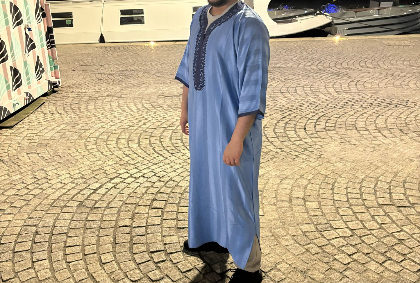 Blue Strippy with Navy Embroidery